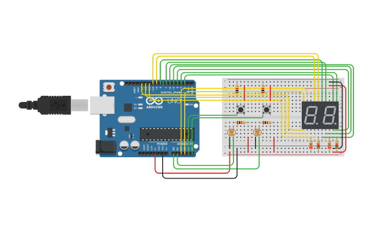 Circuit design Person Counter - Tinkercad