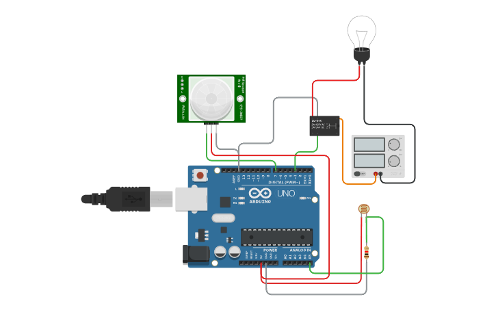 Circuit design Automated Lighting - Tinkercad