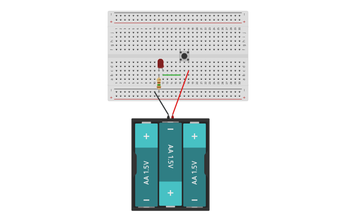 Circuit design Circuito4: Un LED+ Pulsador (Sin Arduino9 - Tinkercad