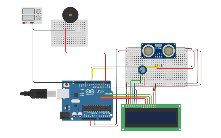 Circuit design Distance METER - Tinkercad