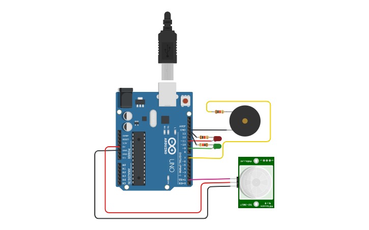 Circuit design PIR Motion Sensor | Tinkercad