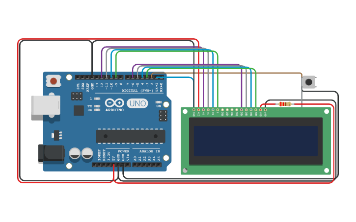 Circuit design Arduino LCD Game - Tinkercad