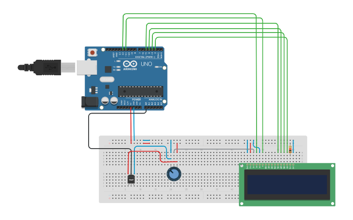 Circuit design temperature sensor wiht LM36 - Tinkercad