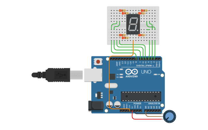 Circuit design Arduino+7Seg - Tinkercad