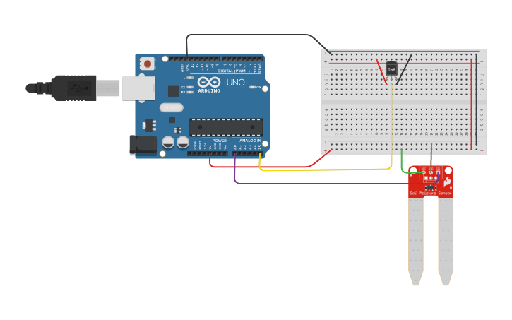 Circuit design SENSOR DE HUMEDAD Y TEMPERATURA - Tinkercad
