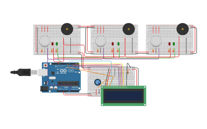 Circuit design Smart Fire Alarm System | Tinkercad
