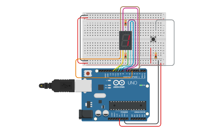 Circuit design 7 Segment Display - Tinkercad