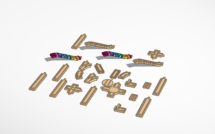 3D design Wooden train tracks - Tinkercad