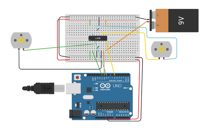 Circuit design Arduino DC Motor Speed And Direction Control - Tinkercad
