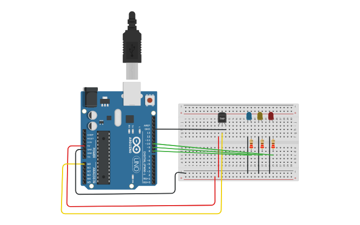 Circuit design Temperature sensor - Tinkercad