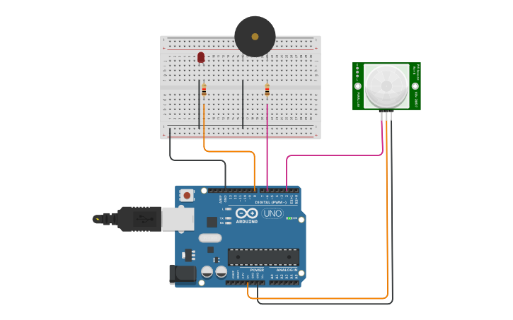 Circuit design Lab 13 PIR motion sensor 01 | Tinkercad