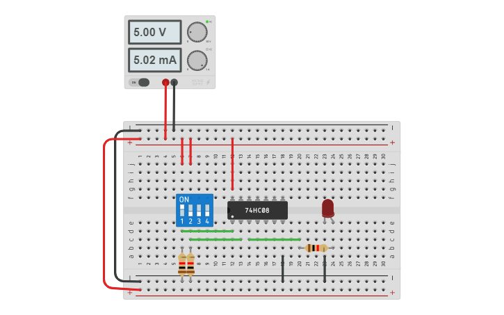 Circuit design AND Gate - Tinkercad