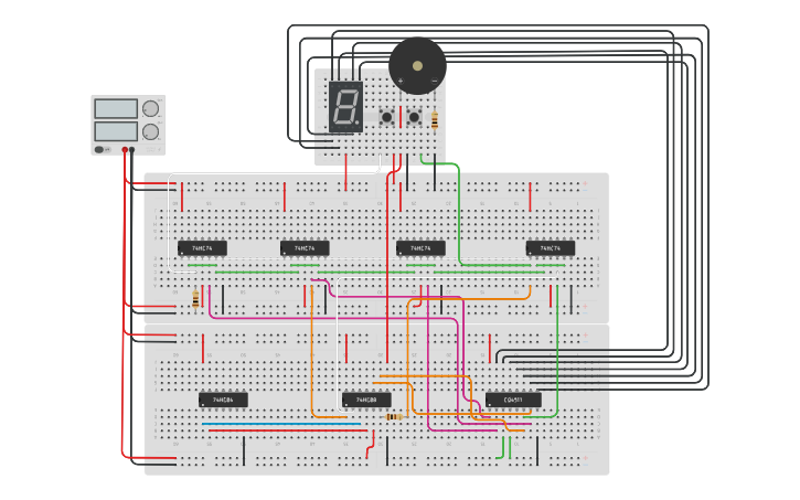 Circuit design DFF Counter (0-9) - Tinkercad