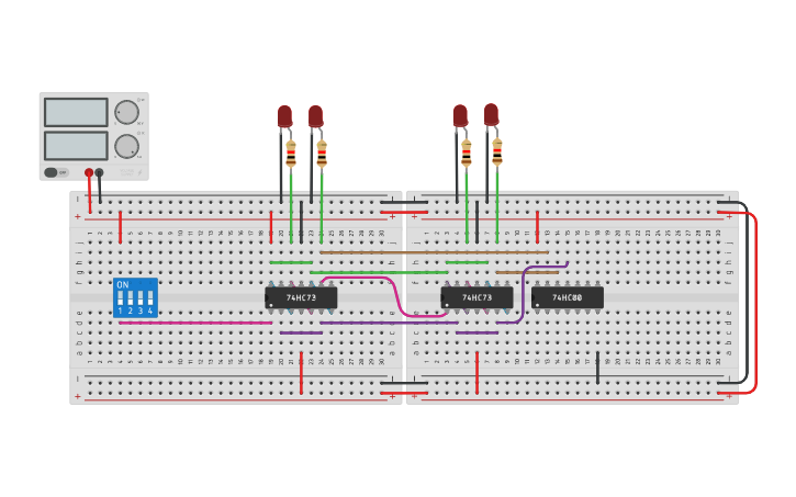 Circuit design BCD RIPPLE COUNTER | Tinkercad