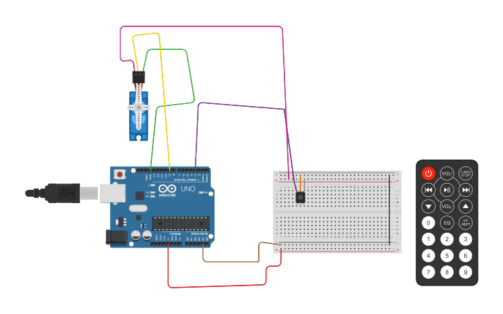 Circuit design SERVOMOTOR CONTROLADO CON CONTROL REMOTO | Tinkercad