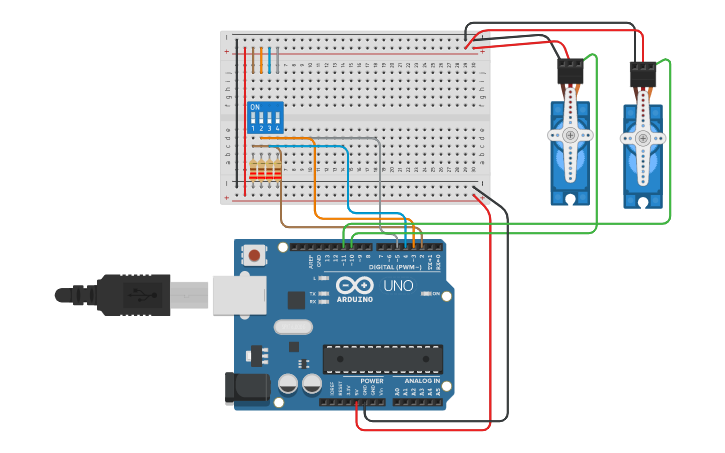 Circuit design SERVOMOTORES | Tinkercad