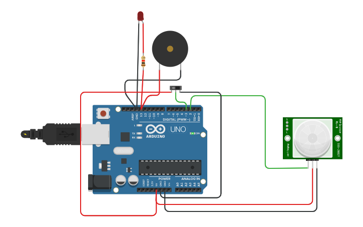 Circuit design Alarm system - Tinkercad