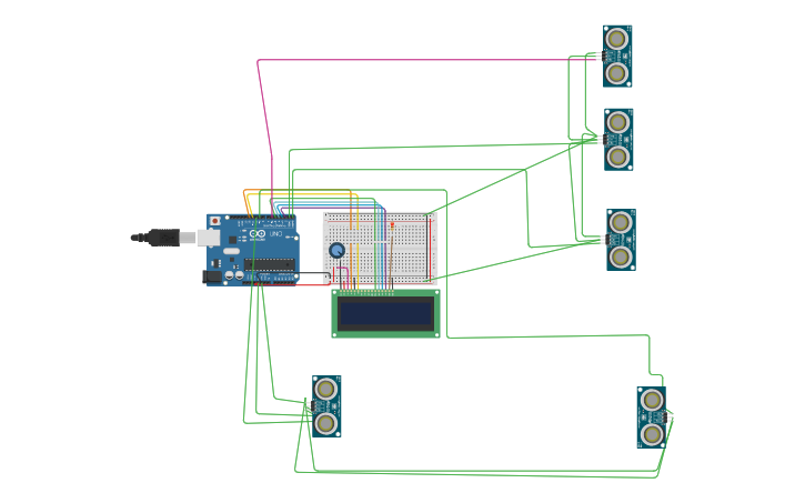 Circuit design smart parking system - Tinkercad