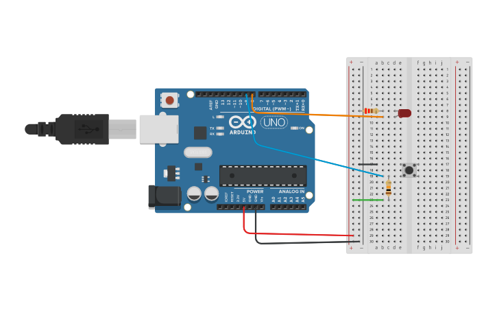 Circuit design toggle push button - Tinkercad