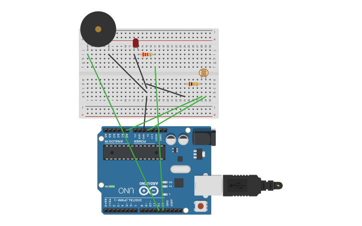 Circuit design Flame Sensor with PHOTORESISTOR | Tinkercad