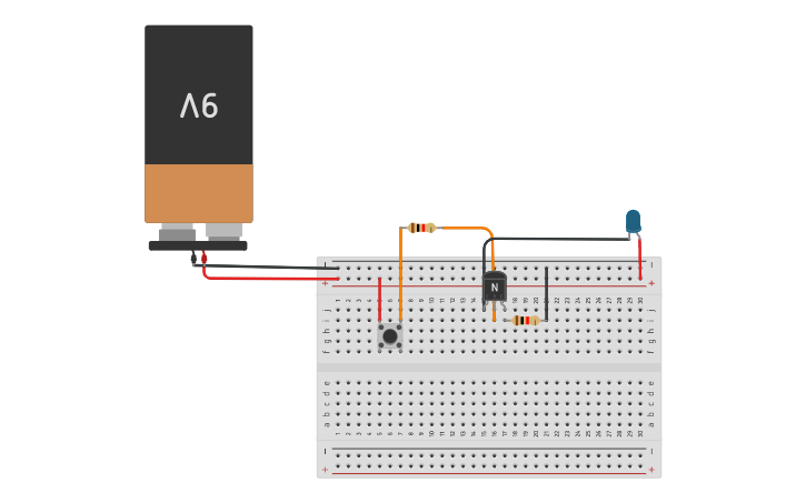 Circuit design LED con transistor - Tinkercad