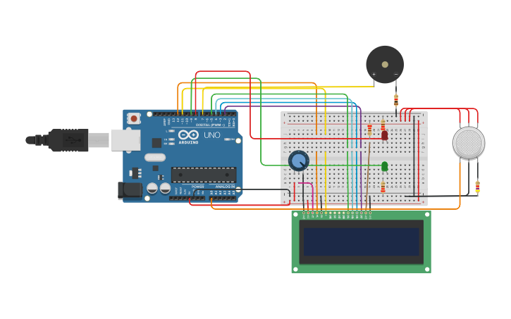 Circuit design GAS SENSOR | Tinkercad
