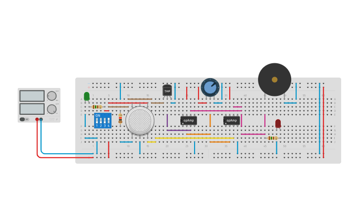 Circuit design Low Cost Fire Alarm - Tinkercad