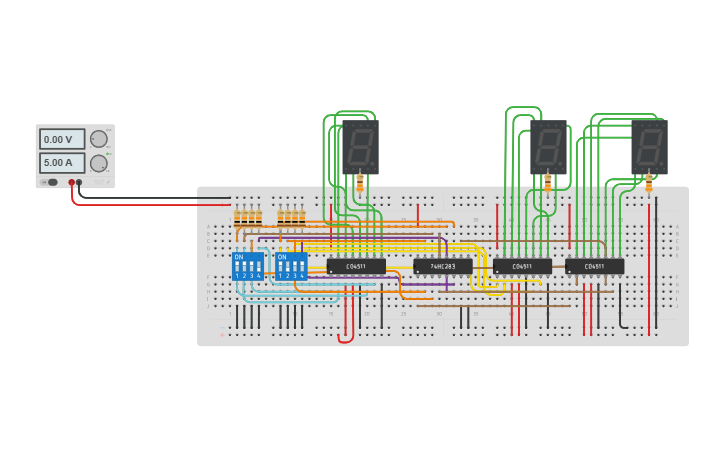 Circuit design 7. c. 1+4 - Tinkercad