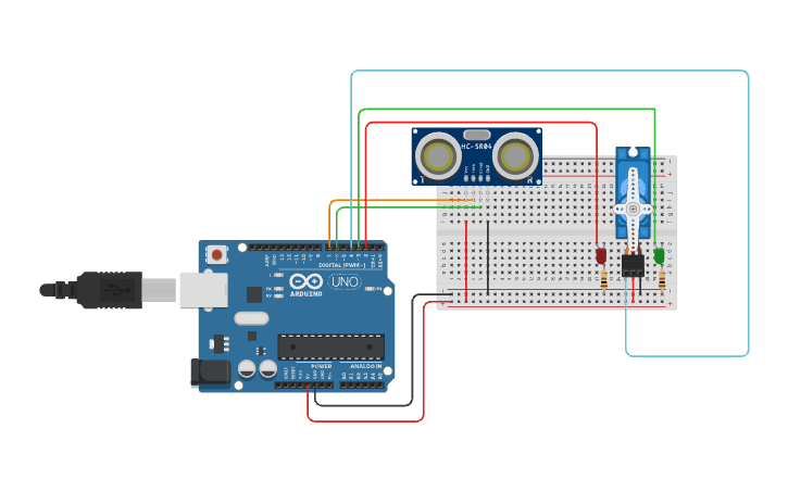 Circuit design SENSOR DE ULTRASONIDO CON SERVOMOTOR LIZETH - Tinkercad
