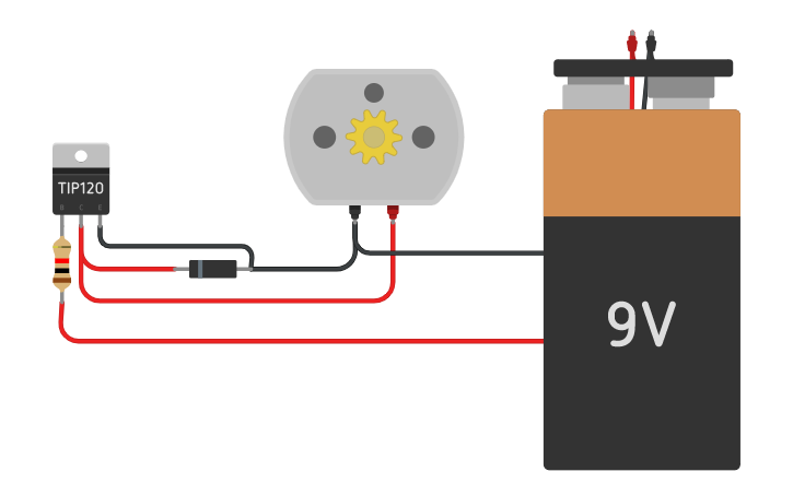 Circuit design Tip-120 (Without Arduino) - Tinkercad