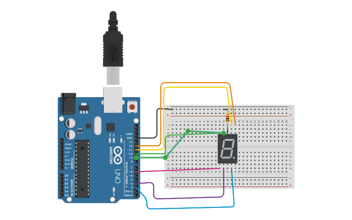 Circuit design 7 segment - Tinkercad