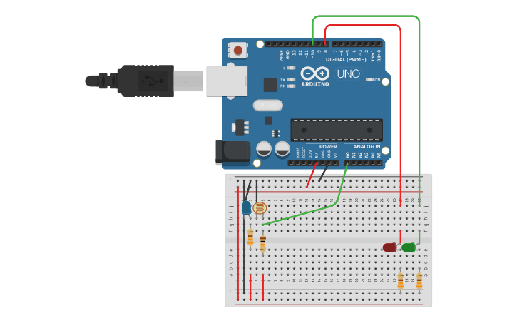 Circuit design sensor cny-70 - Tinkercad