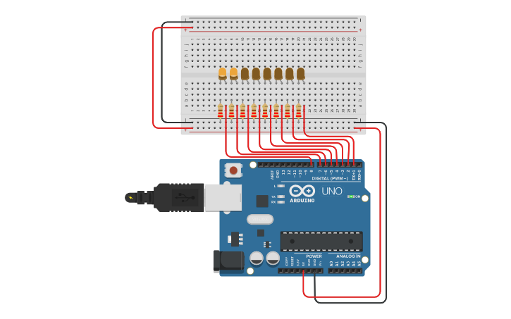 Circuit design Secuencia de leds Arduino - Tinkercad