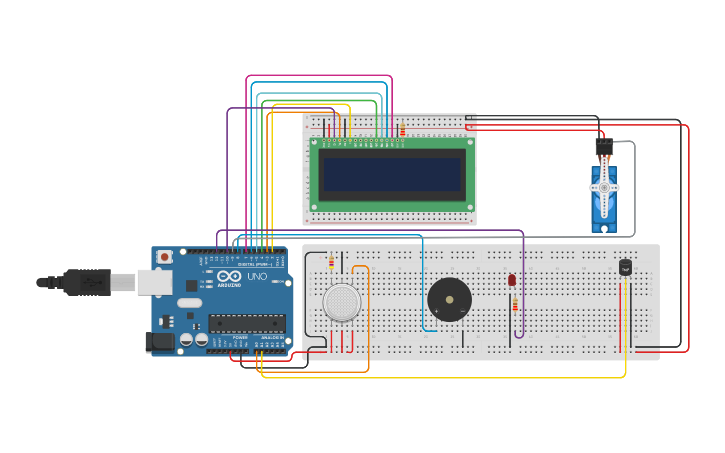 Circuit design Fire Alarm System - Tinkercad