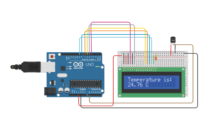 Circuit design temperature sensor - Tinkercad
