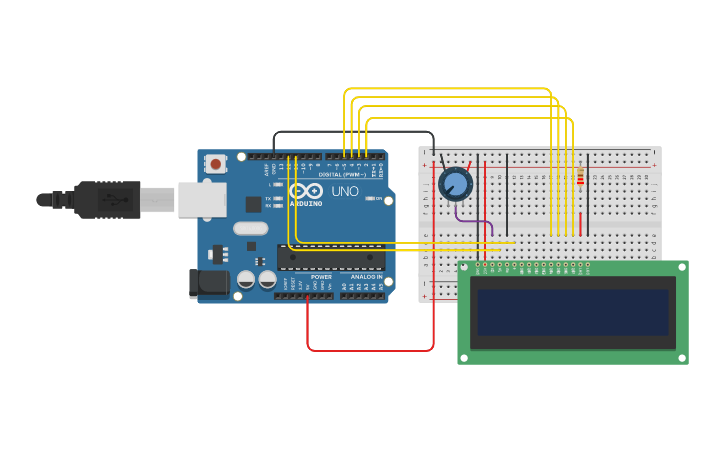 Circuit design LCD Display 16 x 2 - Tinkercad