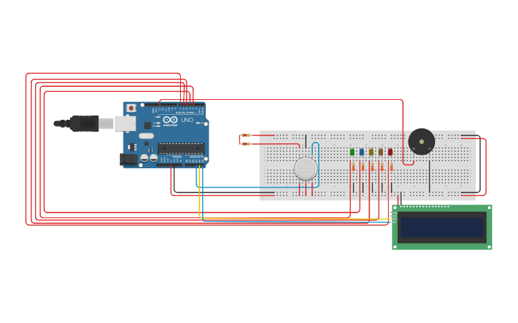 Circuit design Gas Detector Alarming System - Tinkercad