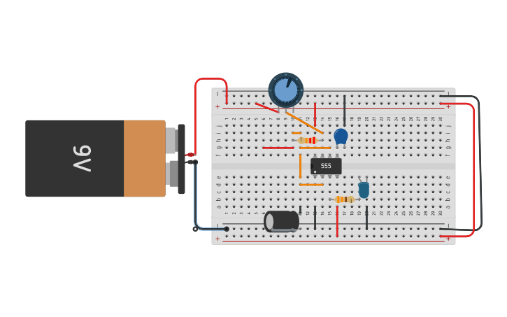 Circuit design NE-555 - Tinkercad