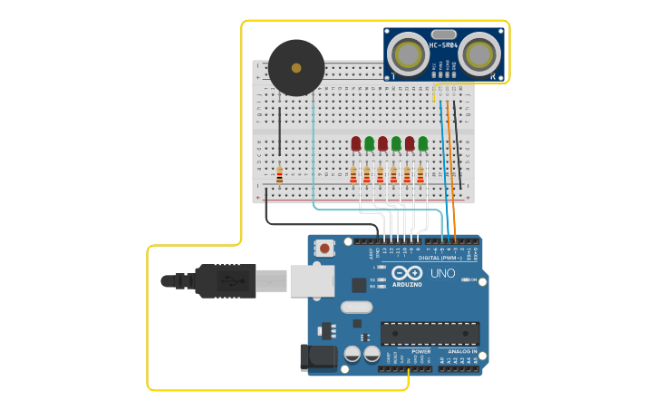 Circuit design Sensor de sonido con leds - Tinkercad