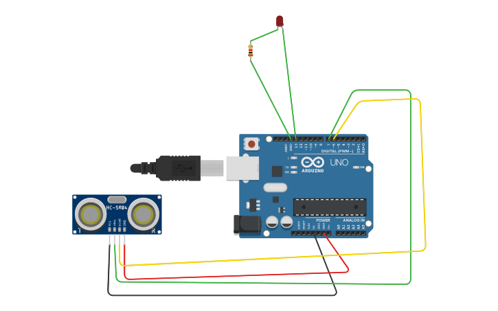 Circuit design Ultra Sound Sensor - Tinkercad