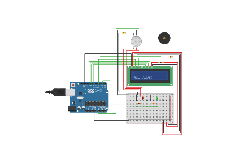 Circuit design Gas Detecting System - Tinkercad