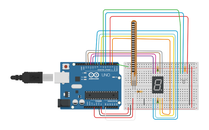 Circuit design Flex Sensor- Arduino 7 Segment Display - Tinkercad