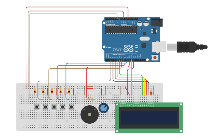 Circuit design Simple clock with alarm on LCD 16x2 with Arduino Uno ...