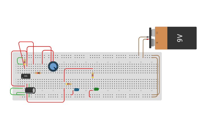 Circuit design 555 timer with potentiometer - Tinkercad