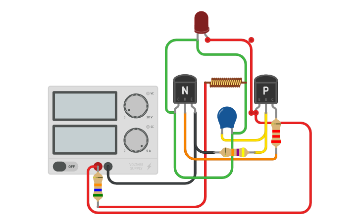 Circuit design Transformerless joule thief v1.0 - Tinkercad