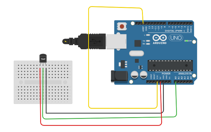 Circuit design Temperature Sensor - Tinkercad