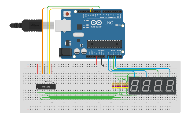 Circuit design Arduino counter 7 seg - Tinkercad