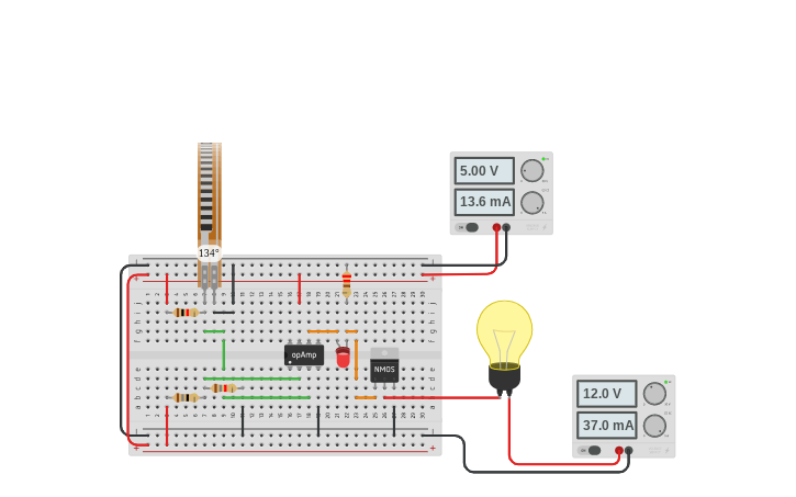 Circuit design Flex Sensor Common Task - Tinkercad