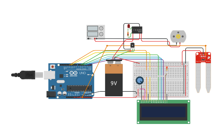 Circuit design SMART IRRIGATION SYSTEM PROTOTYPE | IOT - Tinkercad
