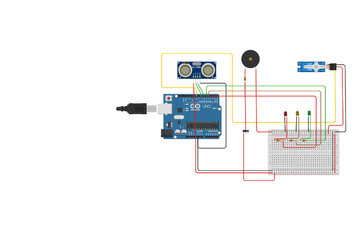 Circuit design tugas palang pintu otomatis - Tinkercad